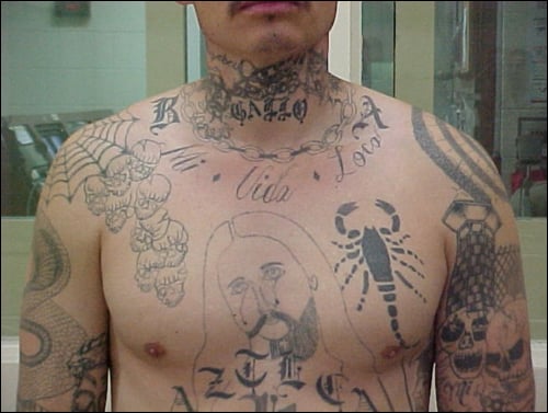 A Barrio Azteca gang member 39s tattoos
