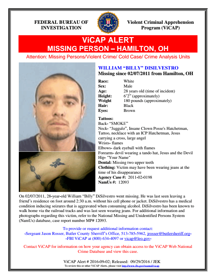WILLIAM "BILLY" DISILVESTRO HAMILTON, OHIO — FBI