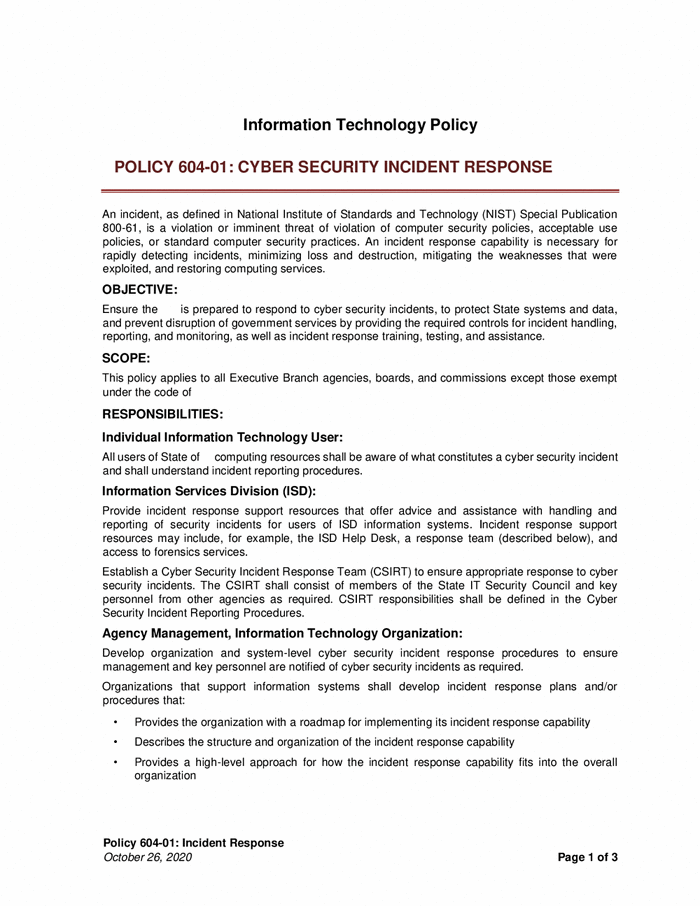 Incident Response Plan Template from www.fbi.gov