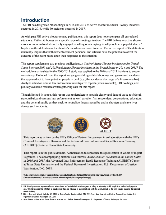 active shooter incidents in the united states in 2016 and 2017 fbi