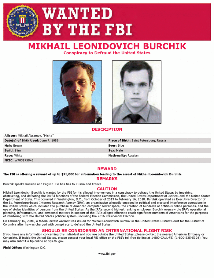 MIKHAIL LEONIDOVICH BURCHIK - FBI