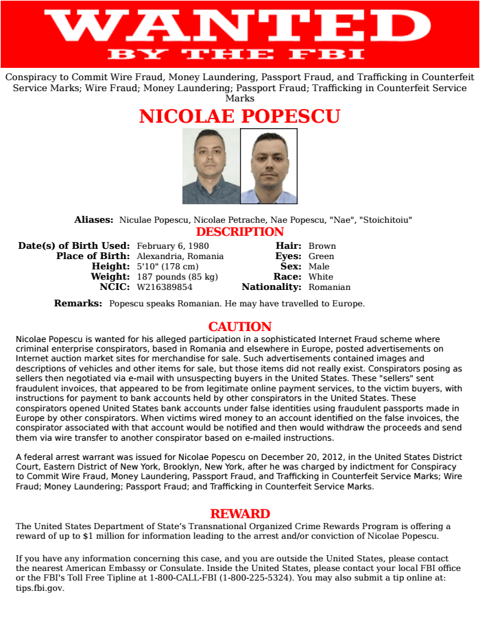 Nicolae Popescu — Fbi