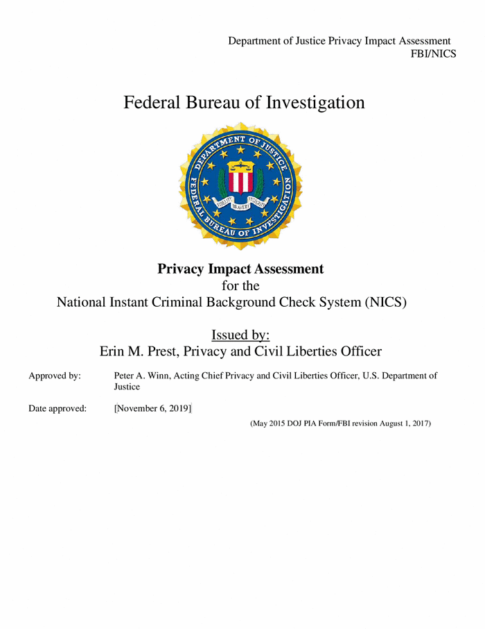 PIA: National Instant Criminal Background Check System (NICS) — FBI