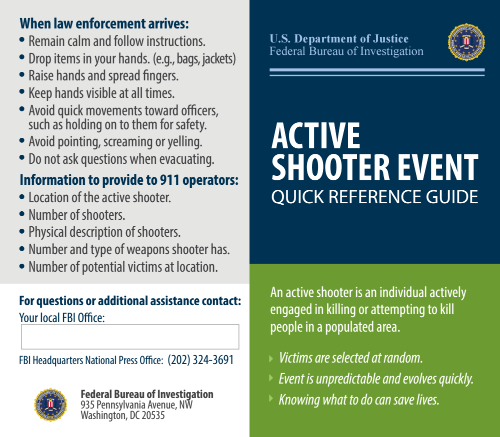 Active Shooter Event Quick Reference Guide — FBI