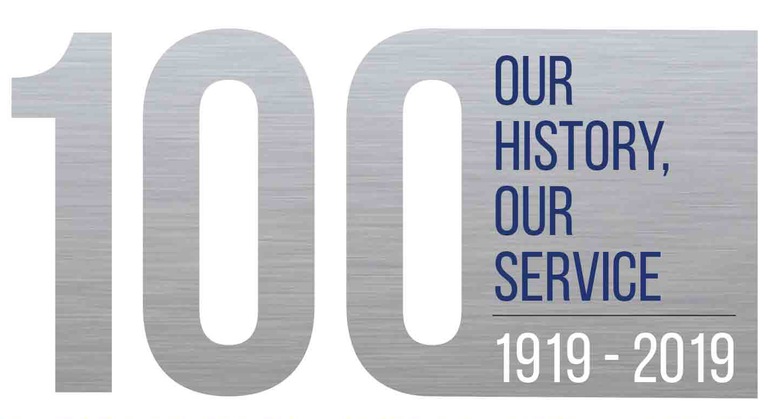 Logo for the 100th anniversary of African-American special agents, 1919-2019.