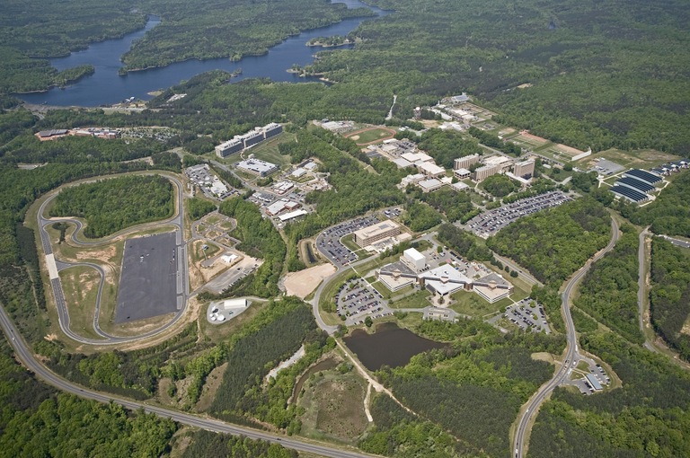 Aerial view of the FBI Campus at Quantico, Virginia