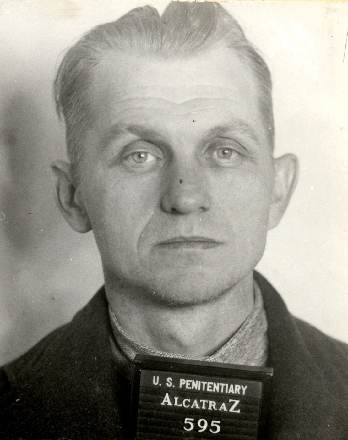 Alcatraz booking photo of Basil Hugh Banghart, member of the Roger Touhy gang. Banghart, Touhy, and Ed Darlak were all captured by the FBI in Chicago on December 29, 1942.