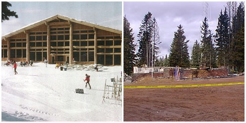 The ski resort in Vail, Colorado before and after the arson in 1998.