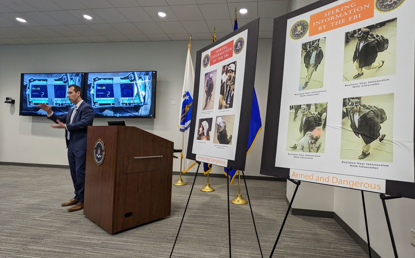 FBI Boston Special Agent Tim Brown during presentation at 10-year-anniversary remembrance event in March 2023 at the Boston Field Office.