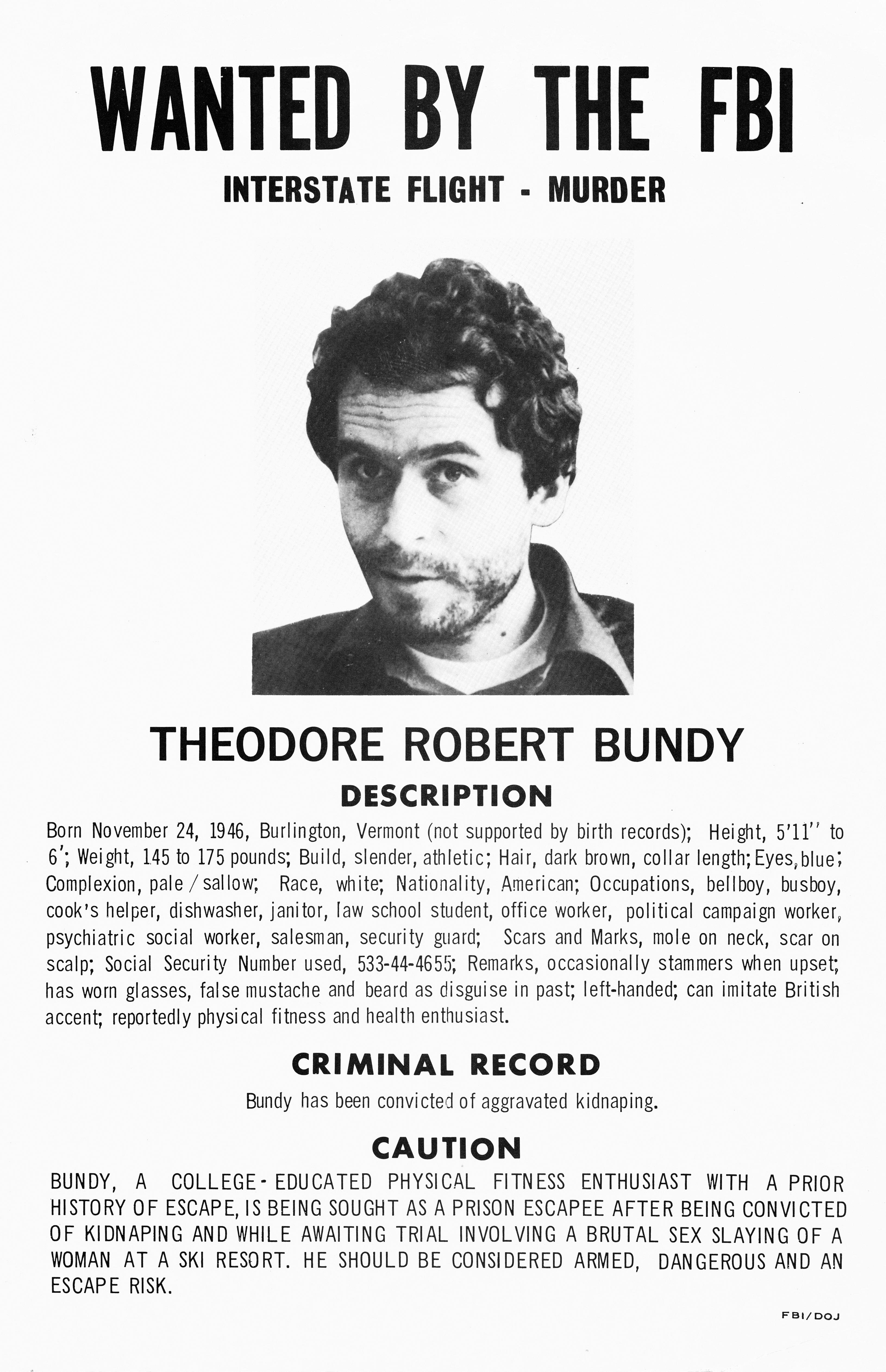 Ted bundy wanted poster