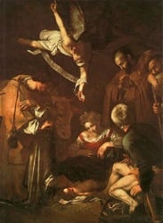 Caravaggio, Nativity with San Lorenzo and San Francesco