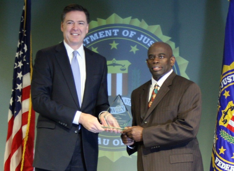 Carlton Ashby Receives Director’s Community Leadership Award from Director Comey on April 15, 2016