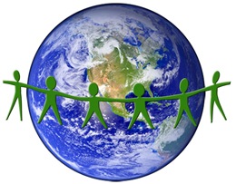 Globe with People Holding Hands Across It (Stock Image)