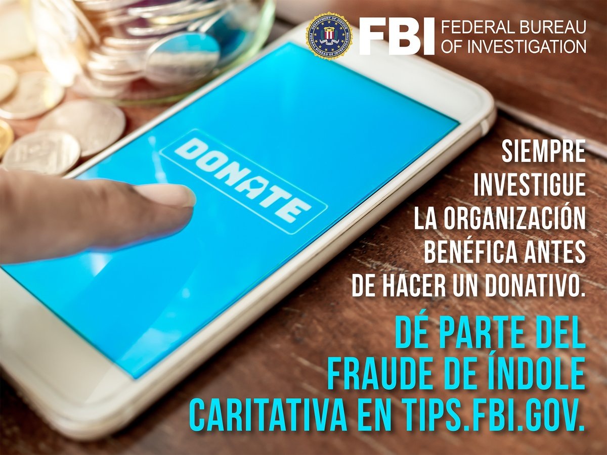 Charity Fraud Graphic in Spanish