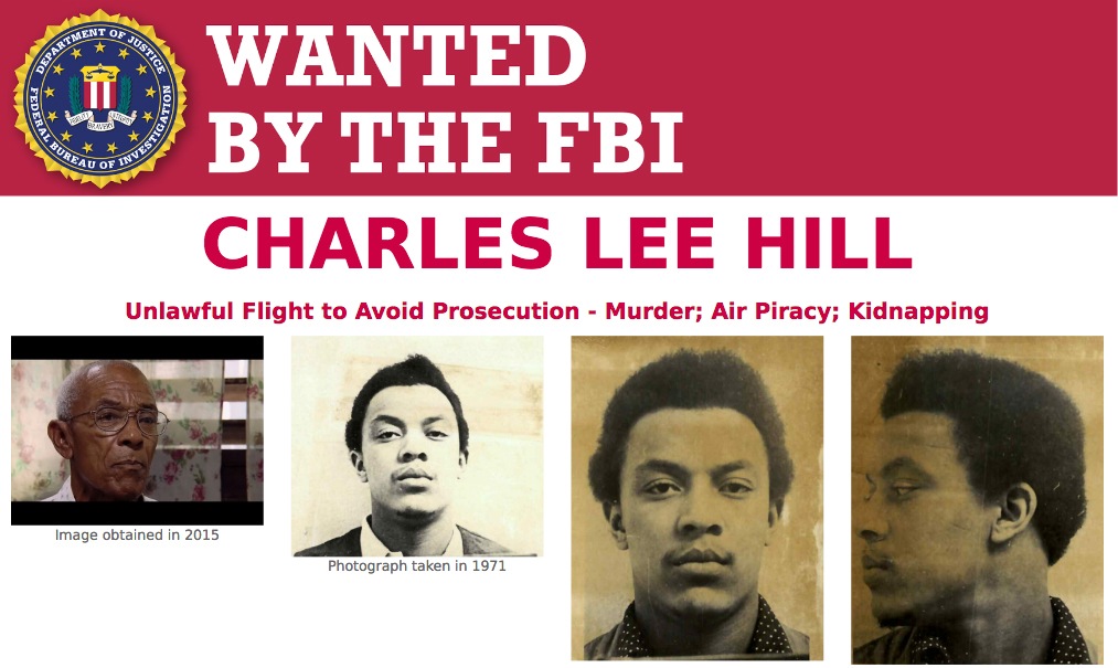 Screenshot of top portion of Wanted by the FBI poster for Charles Lee Hill