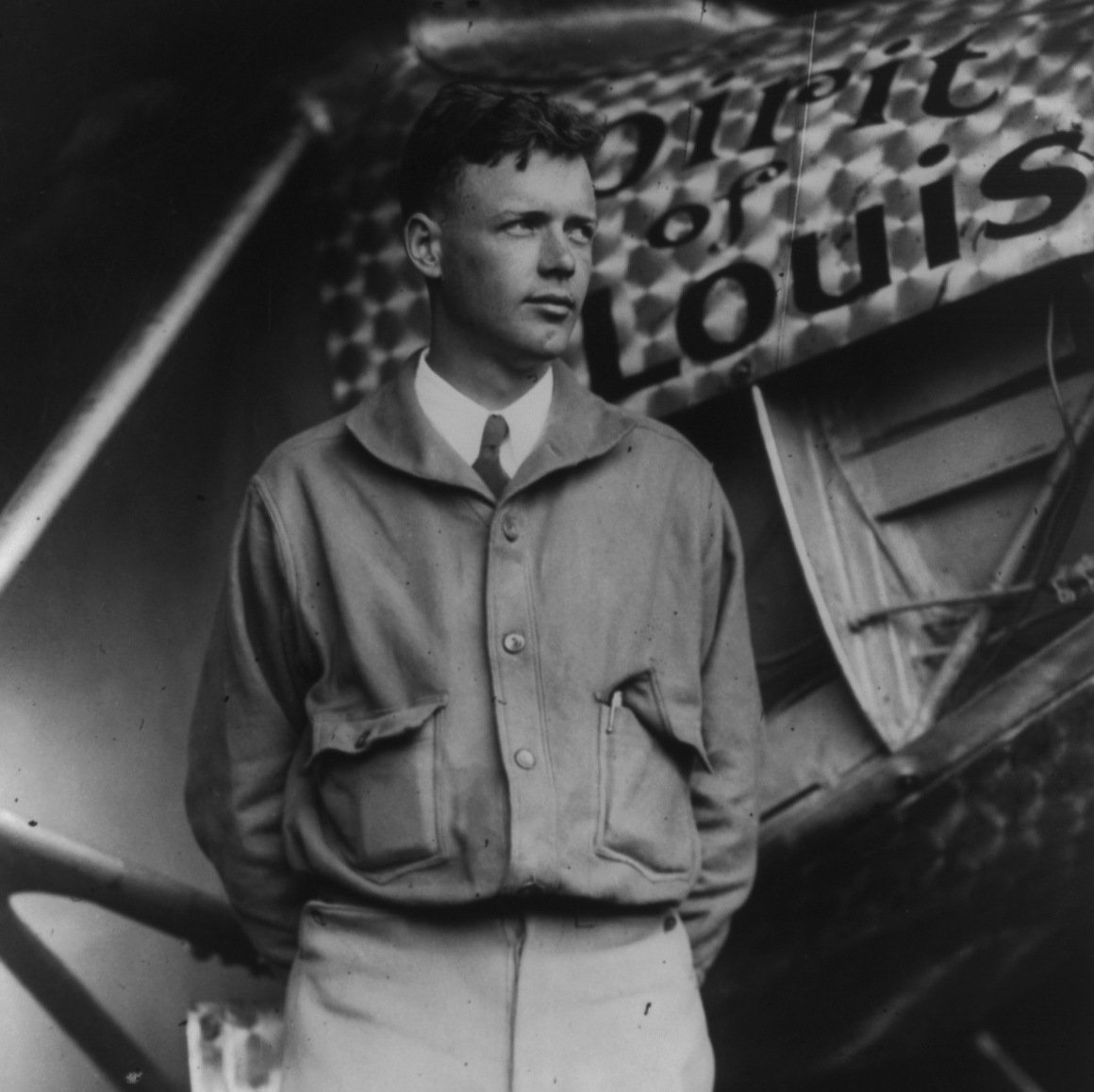 Charles Lindbergh is shown here on May 31, 1927, with the “Spirit of St. Louis” he had piloted across the Atlantic 10 days earlier. Photo courtesy of the Library of Congress. 