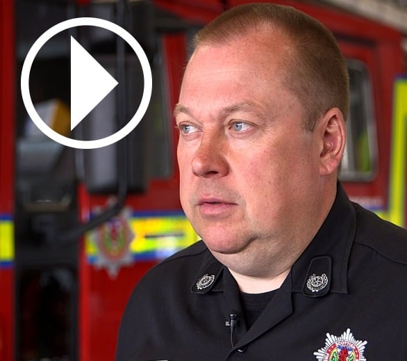 David Jardine, Scottish Fire and Rescue Service, with play video symbol overlay.