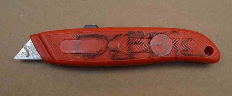 This box cutter was used by an unknown serial rapist in the D.C. area during a December 1, 2002 sexual assault of a housekeeper in a hotel in Silver Spring, Maryland.