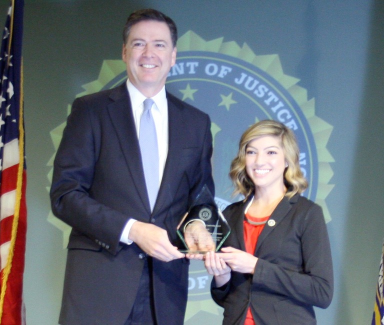 Nicole Marie Perea Receives Director’s Community Leadership Award from Director Comey on April 15, 2016