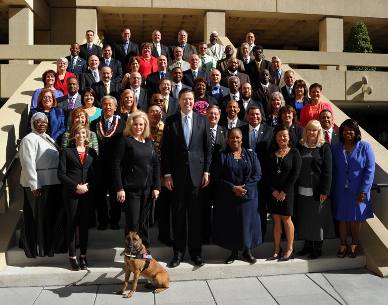 Recipients of the 2015 Director’s Community Leadership Awards with Director Comey