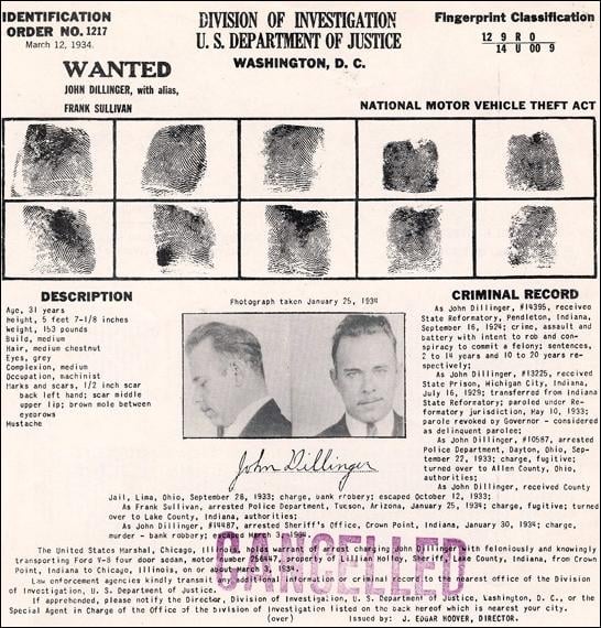Dillinger Identification Order