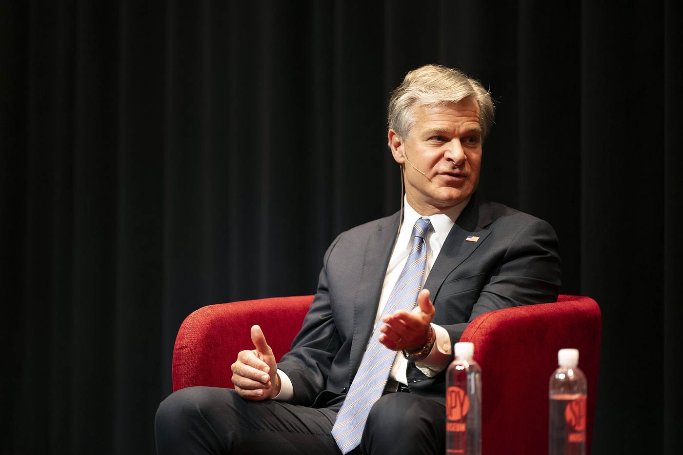 FBI Director Christopher Wray participated in a wide-ranging discussion at the International Spy Museum