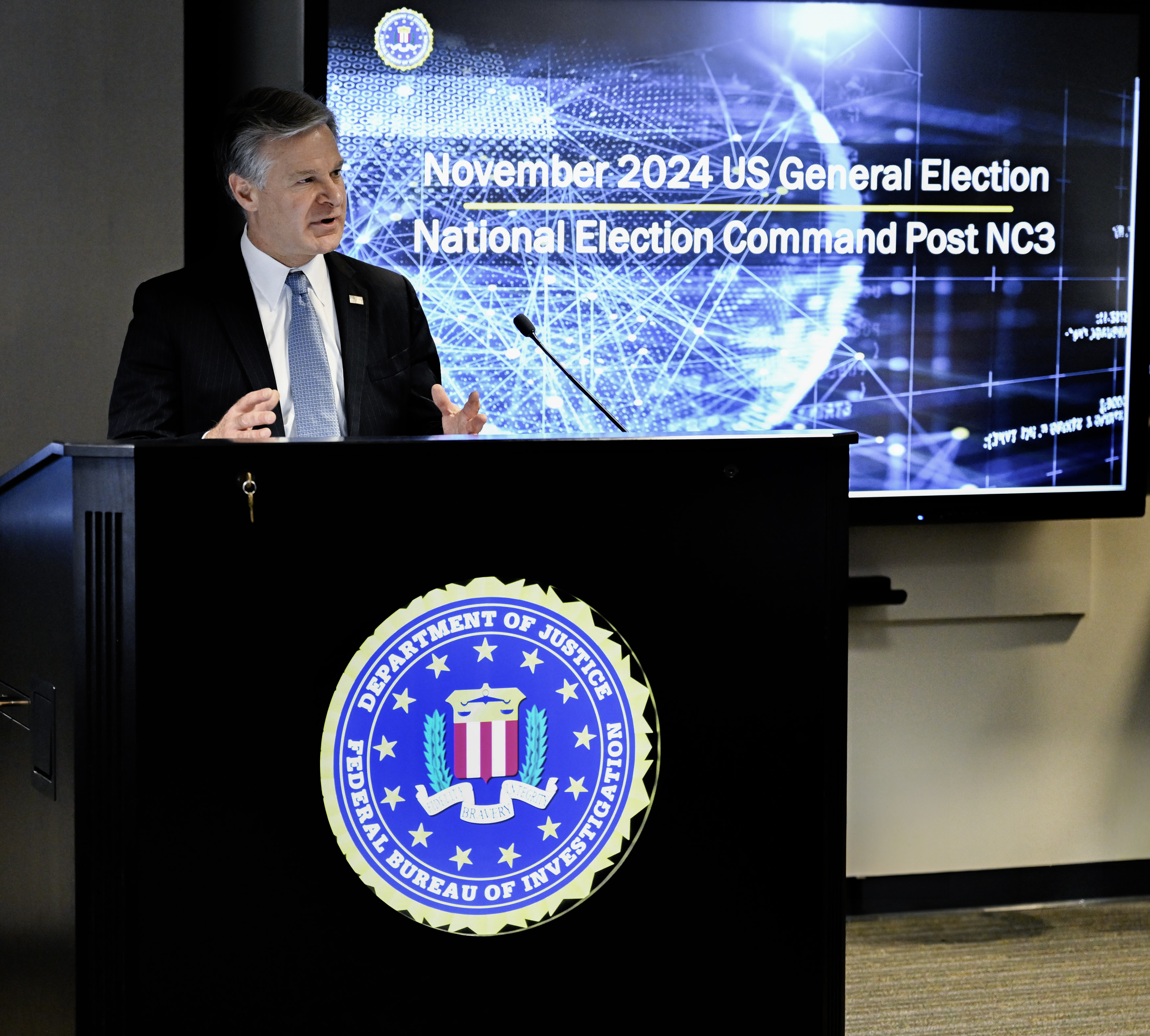 FBI Director Wray at 2024 Election Command Post