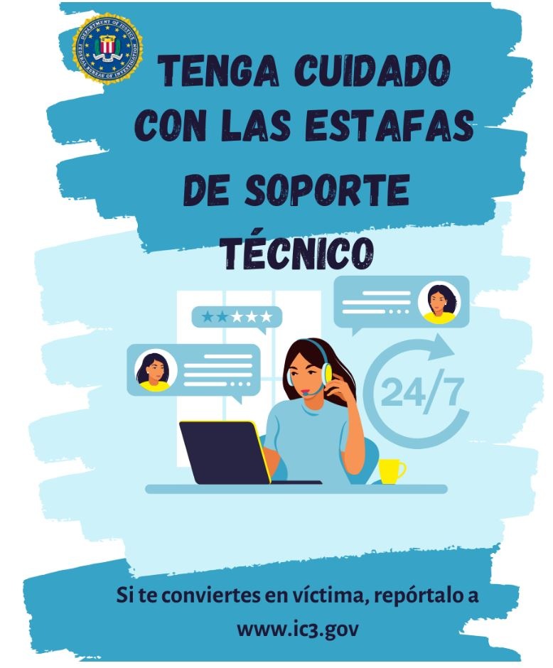 El Paso Tech Support Scams Poster in Spanish