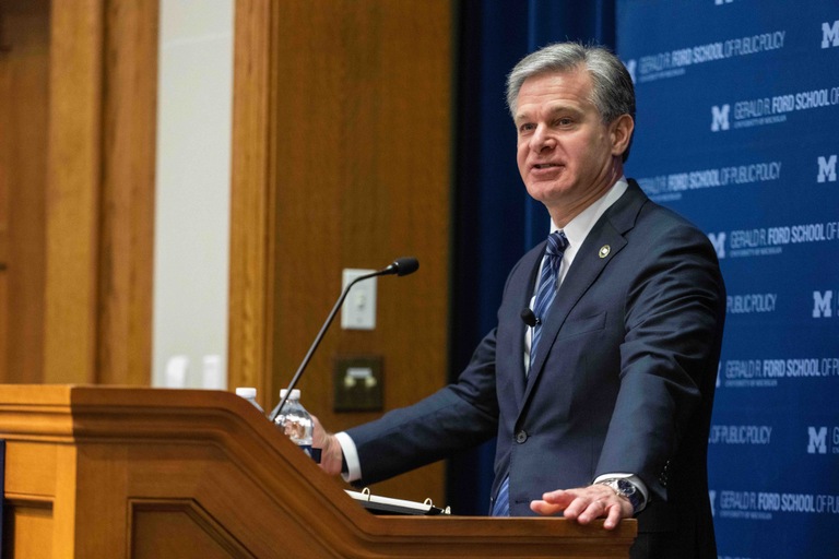 FBI Director Christopher Wray Addresses University of Michigan on December 2, 2022