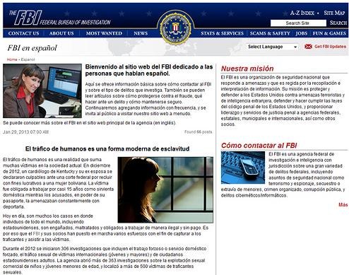 FBI en Español Webpage
