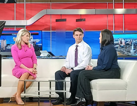 From left to right: WTNH News anchor Laura Hutchinson, Future Law Enforcement Youth Academy alumnus Anthony Sachatello, and New Haven Community Outreach Specialist JoAnn Benson. WTNH TV invited FBI New Haven on air to discuss the Future Law Enforcement Youth Academy. The program, held in partnership with the Yale University Police Department, lets students 16 to 18 explore careers in law enforcement.