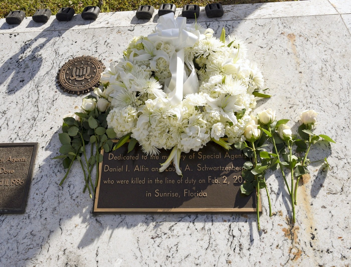 FBI Miami Remembers Fallen Special Agents - Wreath on Memorial Plaque
