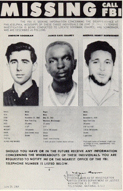 FBI Poster of Missing Civil Rights Workers