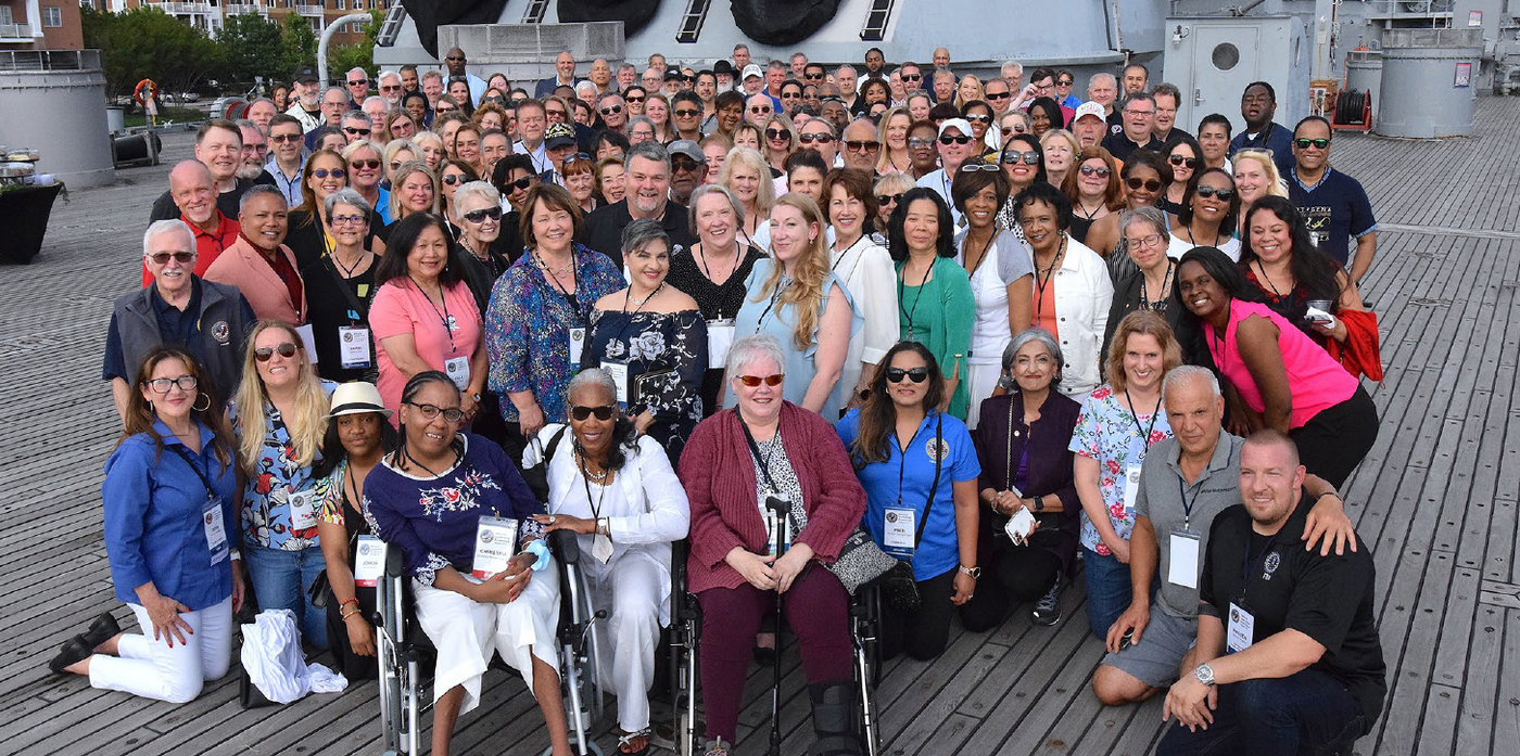 FBI National Citizens Academy Alumni Association 2022 National Leadership Conference attendees aboard the USS Wisconsin in Norfolk, Virginia.