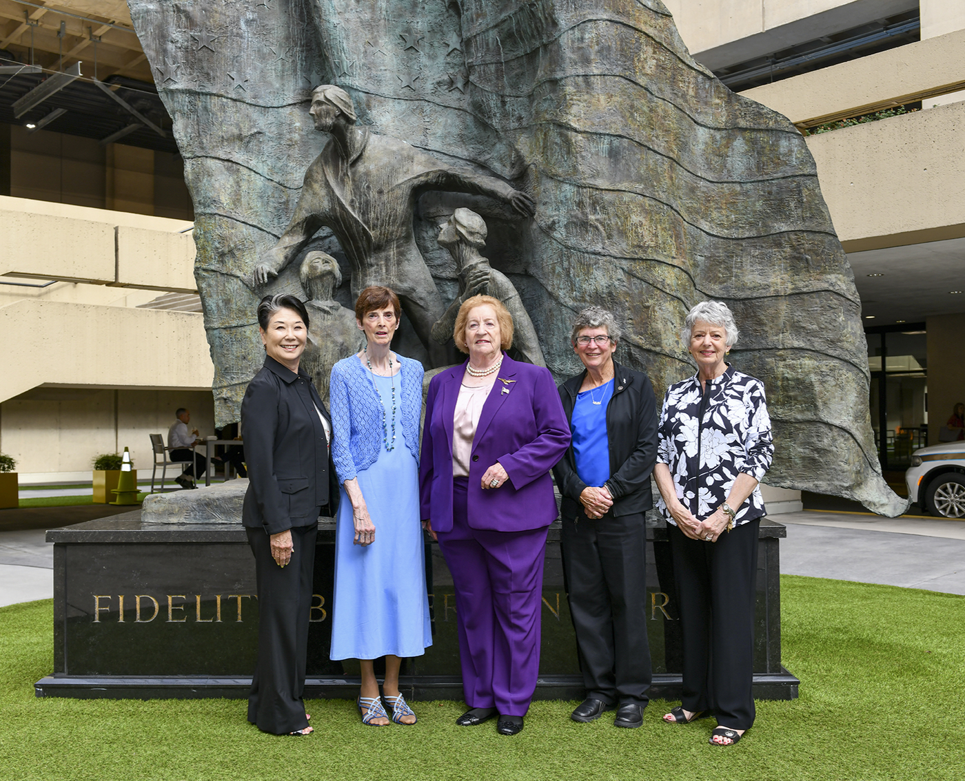Some of the Bureau’s historic “firsts” gathered during a two-day celebration marking 50 years of female special agents in the FBI. From left: Jo Ann Sakato was the first Asian-American female agent. Joanne (Pierce) Misko and Sue (Roley) Malone were the first two women to attend the FBI Academy. Kathy Adams was the first female SWAT team leader and Christine Jung was the first female firearms instructor.