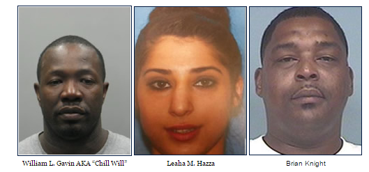 Fugitives William L. Gavin AKA “Chill Will”, Leaha M. Hazza and Brian Knight