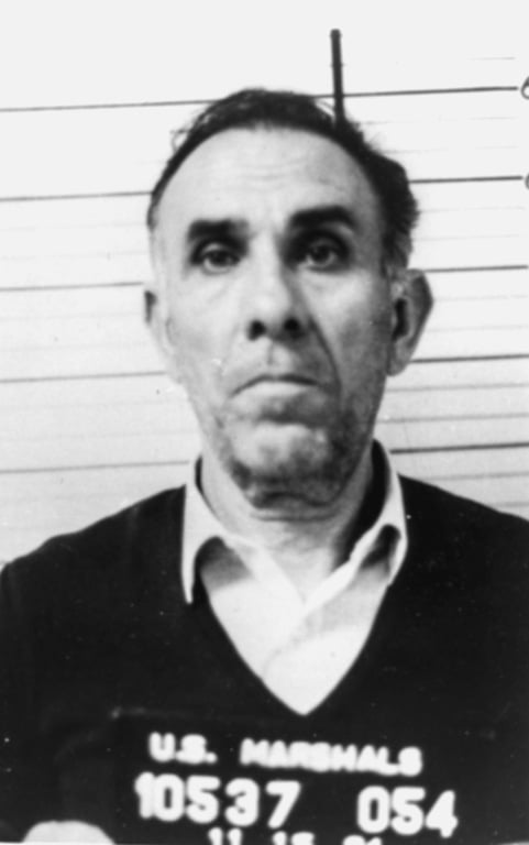 1984 U.S. Marshals arrest photo of Gaetano Badalamenti, part of the Pizza Connection case.