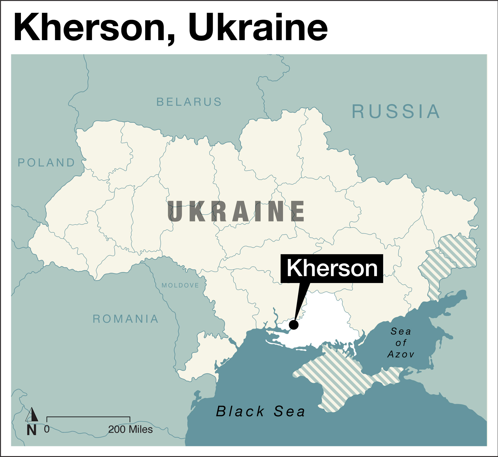 This map shows the location of the Kherson region of Ukraine.