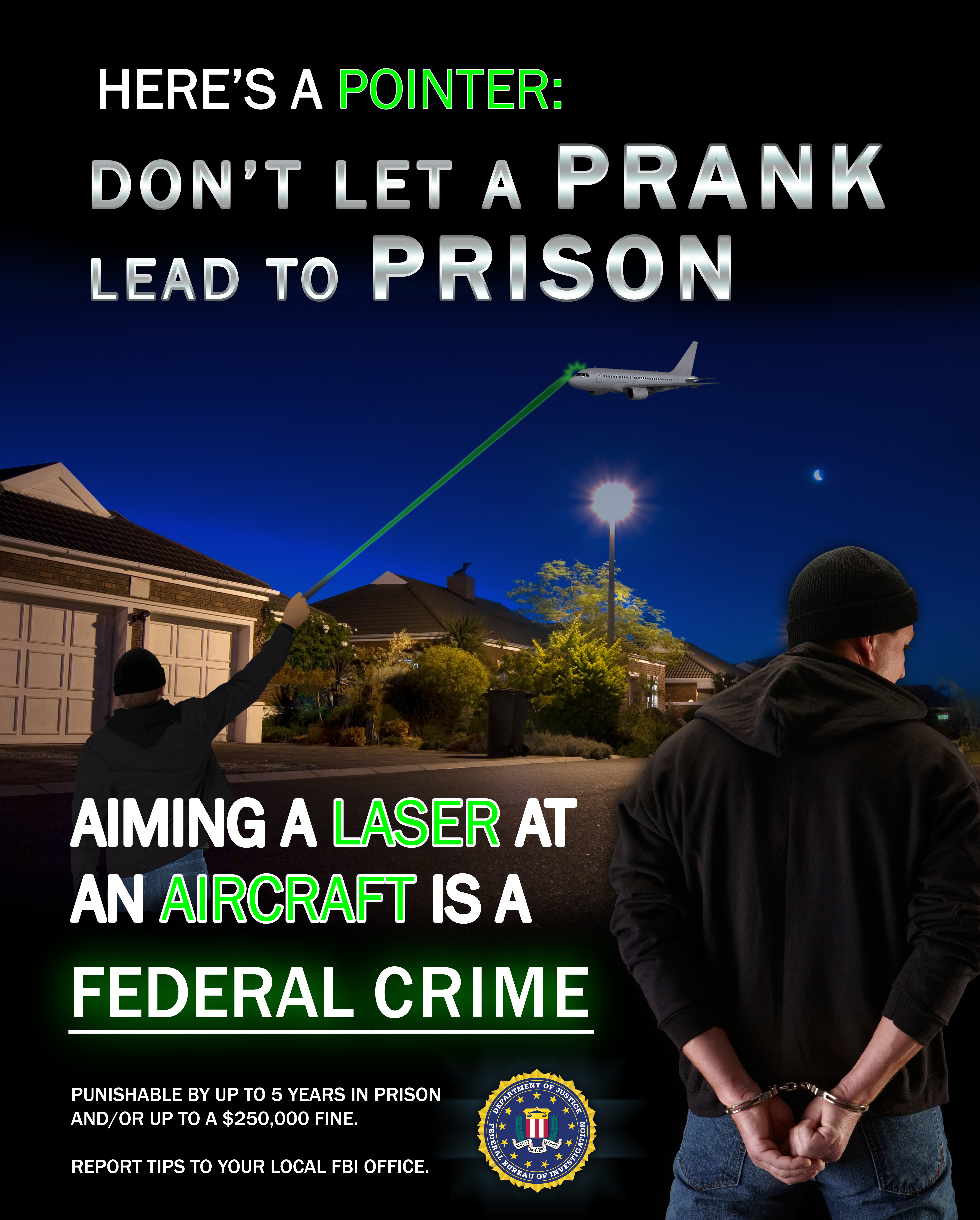 Protecting Aircraft from Lasers Poster (Suburban)
