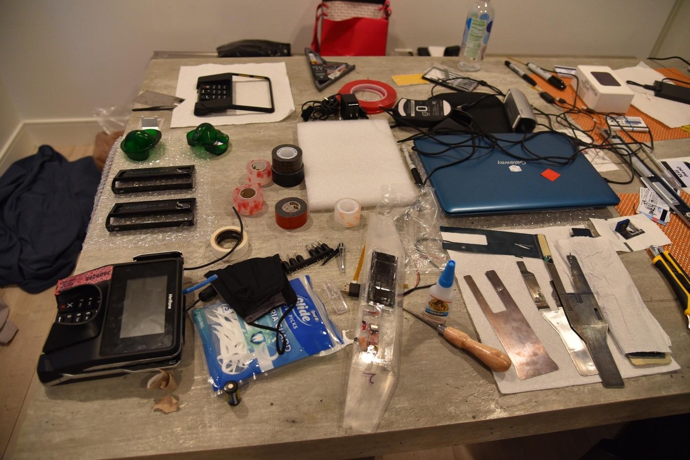 This photo from the November 2023 operation shows a workshop that was allegedly use to commit ATM fraud with miscellaneous paraphernalia.