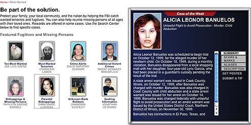 The Most Wanted page includes a Case of the Week and profiles from more than 600 open cases.