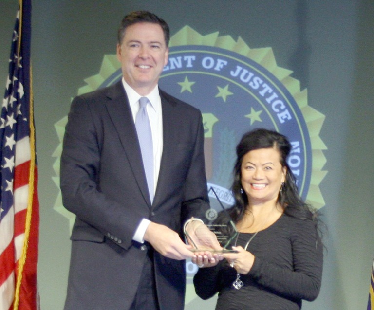 Nancy Chu Receives Director’s Community Leadership Award from Director Comey on April 15, 2016