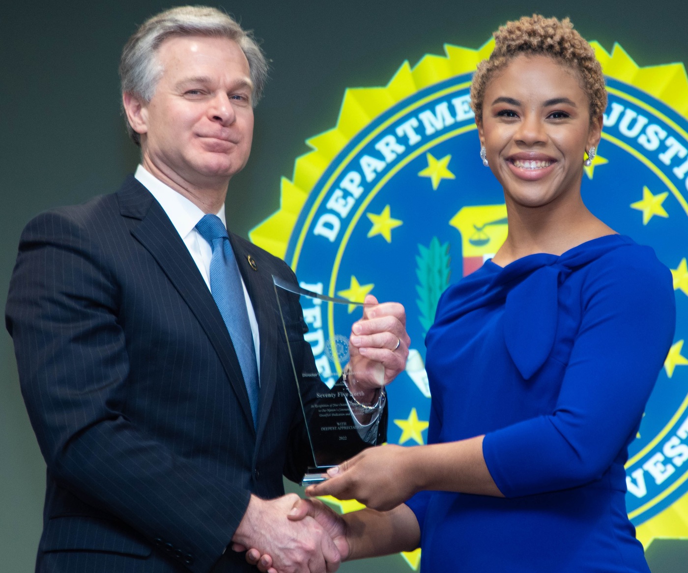 FBI Omaha 2022 Director’s Community Leadership Award recipient Seventy Five North, represented by Lasha Goodwin.