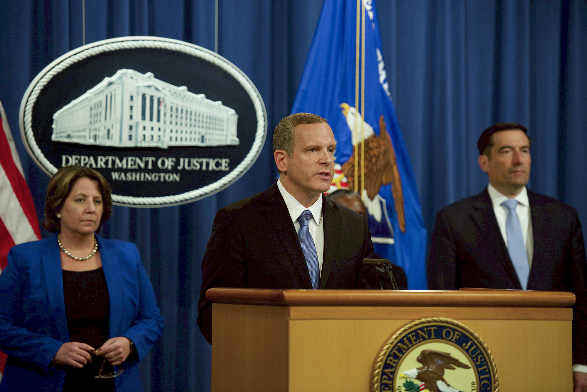 FBI Deputy Director Paul M. Abbate speaks at June 7, 2021 press conference in Washington, D.C., with Department of Justice officials announcing the seizure of ransom proceeds from the group DarkSide following the Colonial Pipeline network compromise.