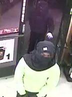 Two people, dubbed the Late Night Bandits, who were involved in dozens of gas station and convenience store robberies stretching from Queen Creek to Sun City between December 20, 2015 and February 9, 2016. One of the suspects remains at large. The unidentified subject is wearing blue.