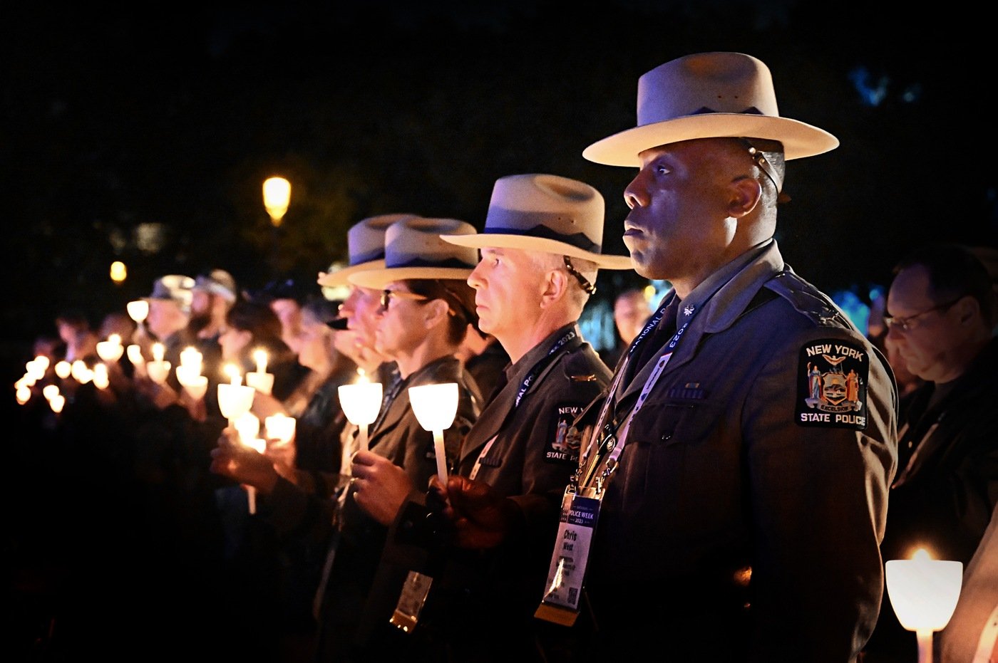Police at candlelight vigil on the National Mall during Police Week.