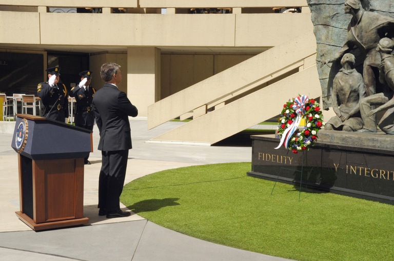 National Police Week 2019: Christopher Wray with Wreath at Special Agent Memorial Service