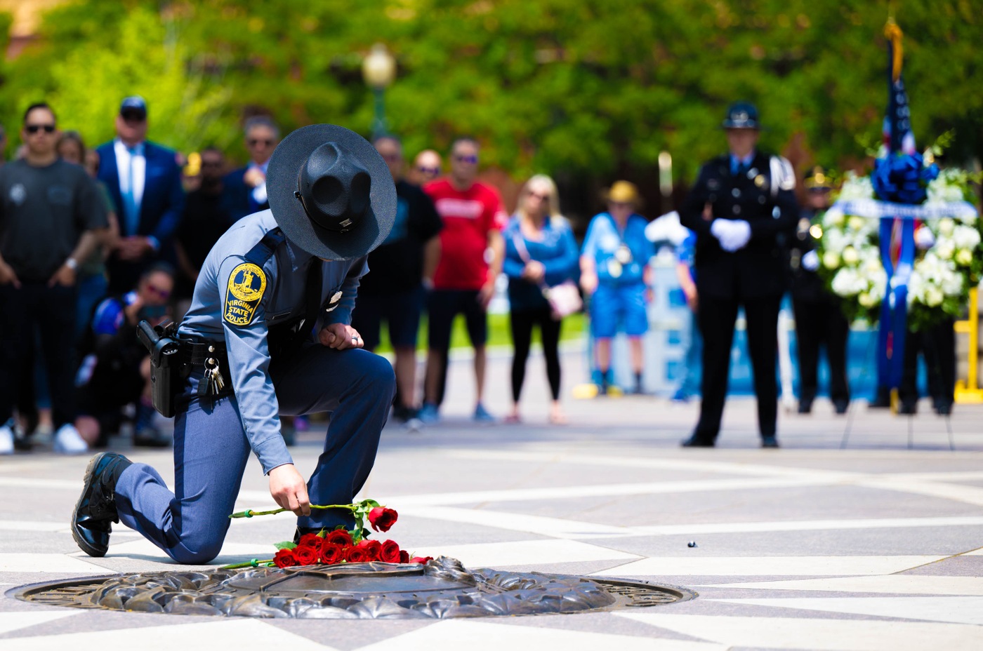 Laying a rose at the National Police K9 Memorial Service on May 13 in Washington, D.C.
