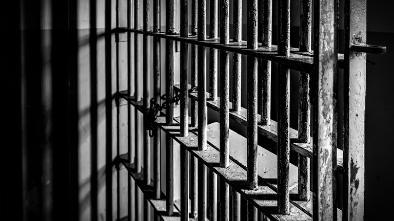 Prison Cell (Black and White Stock Image)