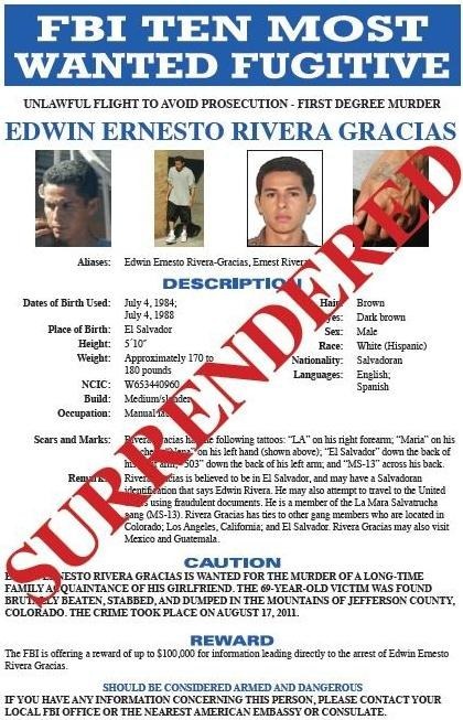 Rivera Gracias Wanted Poster (Surrendered)